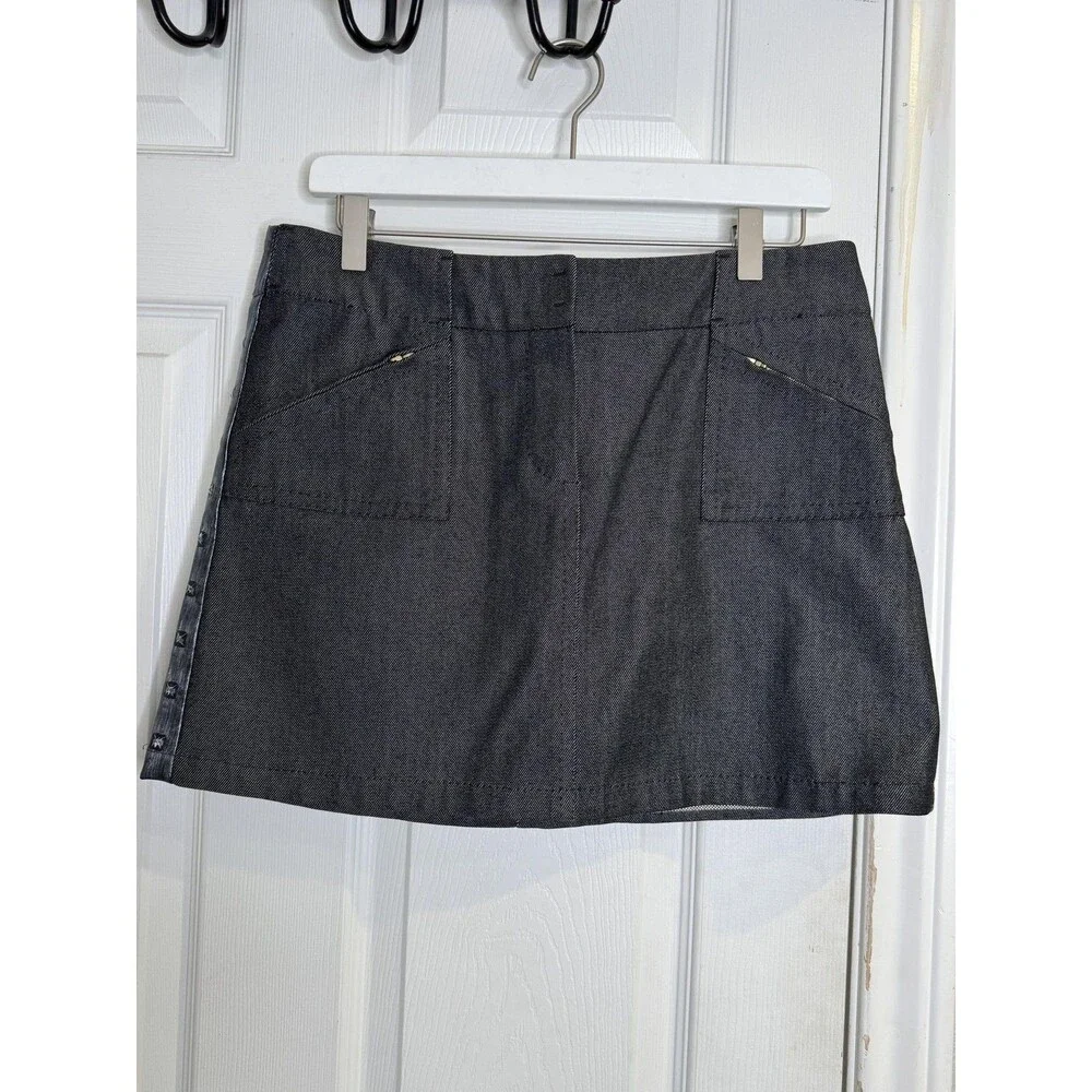 Louis Vuitton Skirt Womens 38 Black Wool Cotton Studded Mini Zip Pockets France